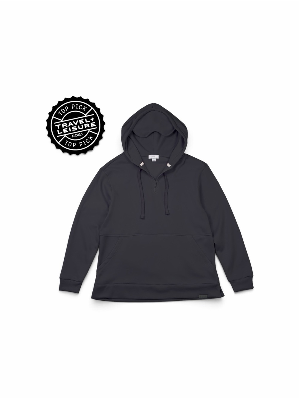 POND LOS ANGELES Black Quarter Zip Travel Essential Hoodie w/ Sleep Mask Size L